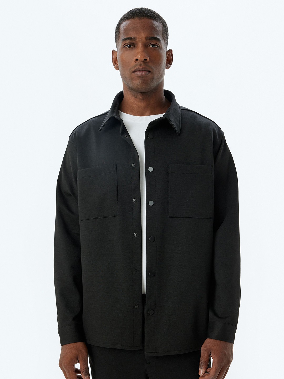 

Koton Men Spread Collar Solid Casual Shirt, Black