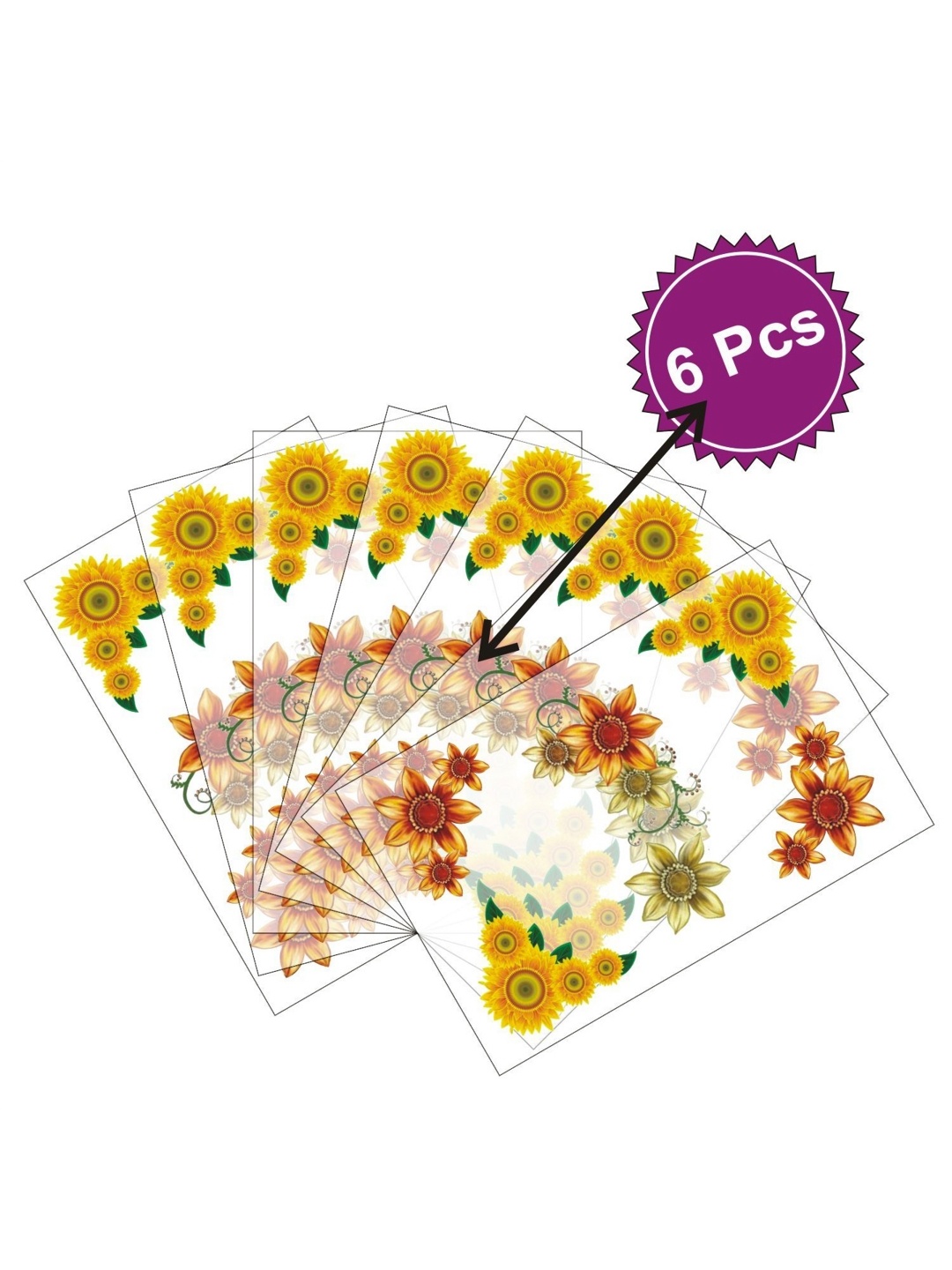 

LooMantha Yellow and White 6 Pieces Floral Printed Table Placemats