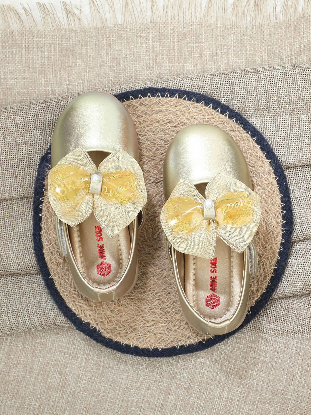 

Minesole Girls PU Ballerina Casual Flat Flatforms shoes, Gold