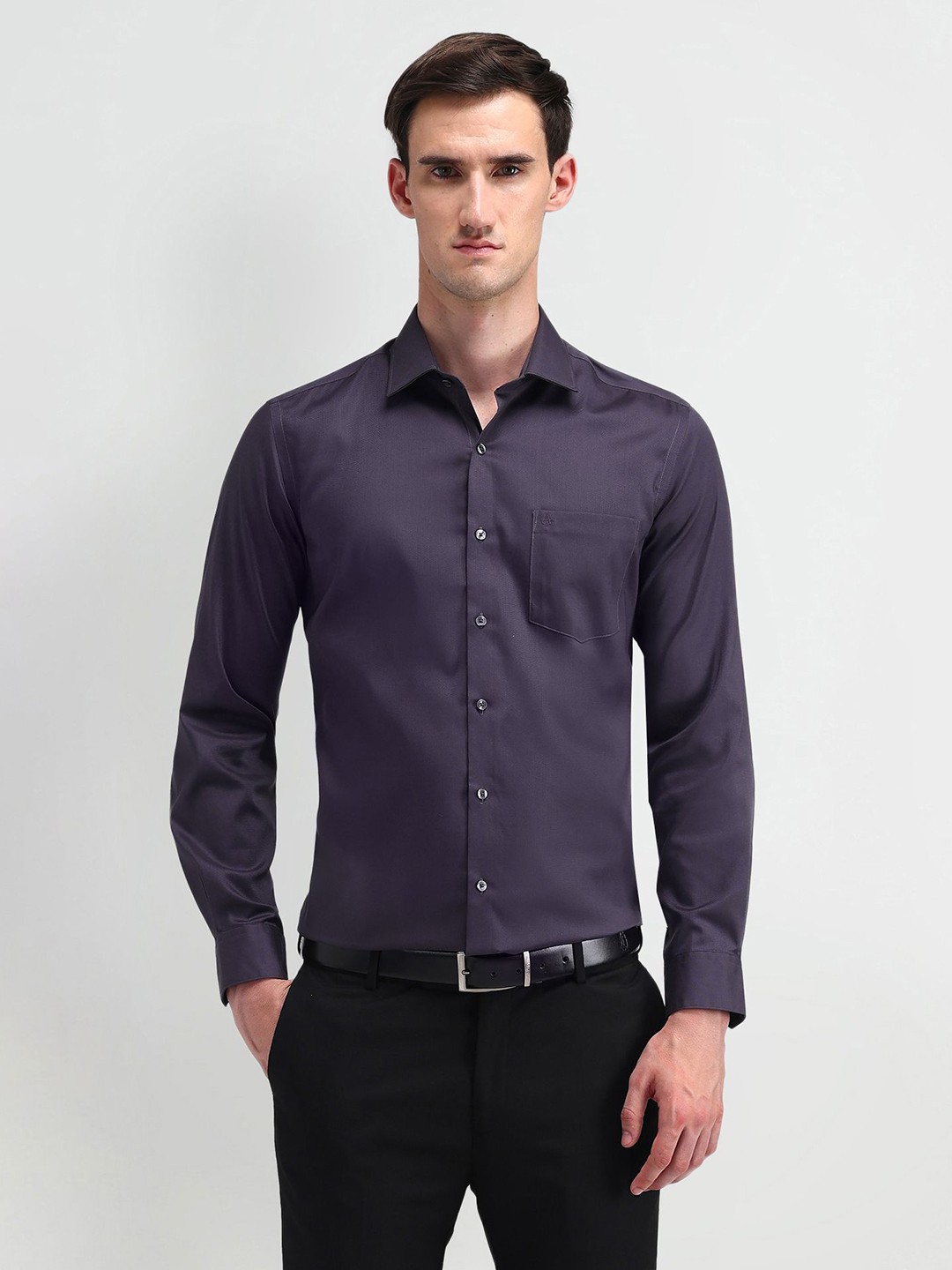 

Arrow Men Manhattan Spread Collar Solid Cotton Slim Fit Formal Shirt, Brown