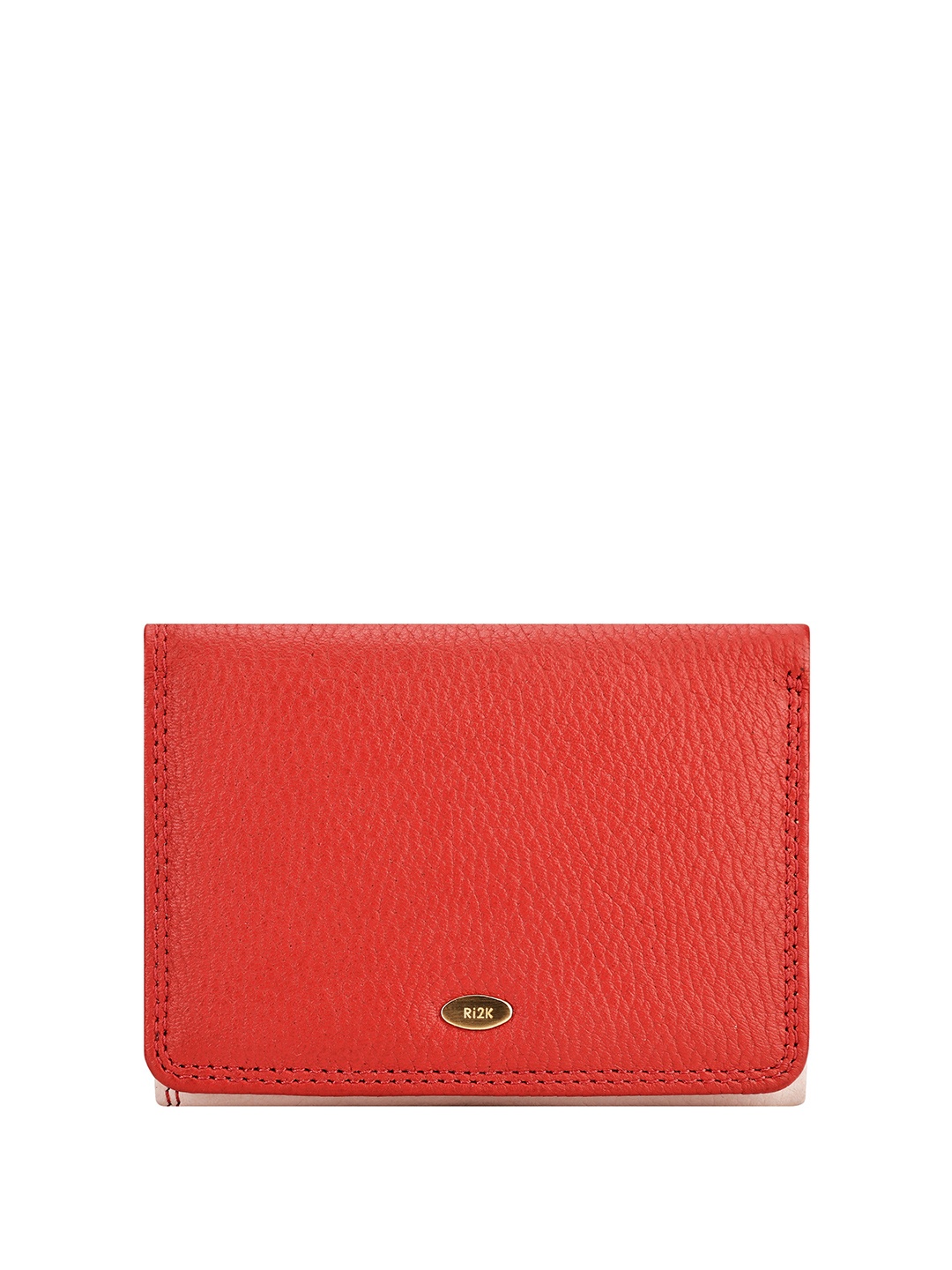 

RI2K LONDON Women Colourblocked Leather Three Fold Wallet, Red