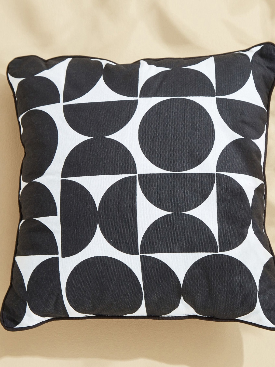 

Home Centre Midnight Melody Black & White Geometric Printed Square Cotton Filled Cushion
