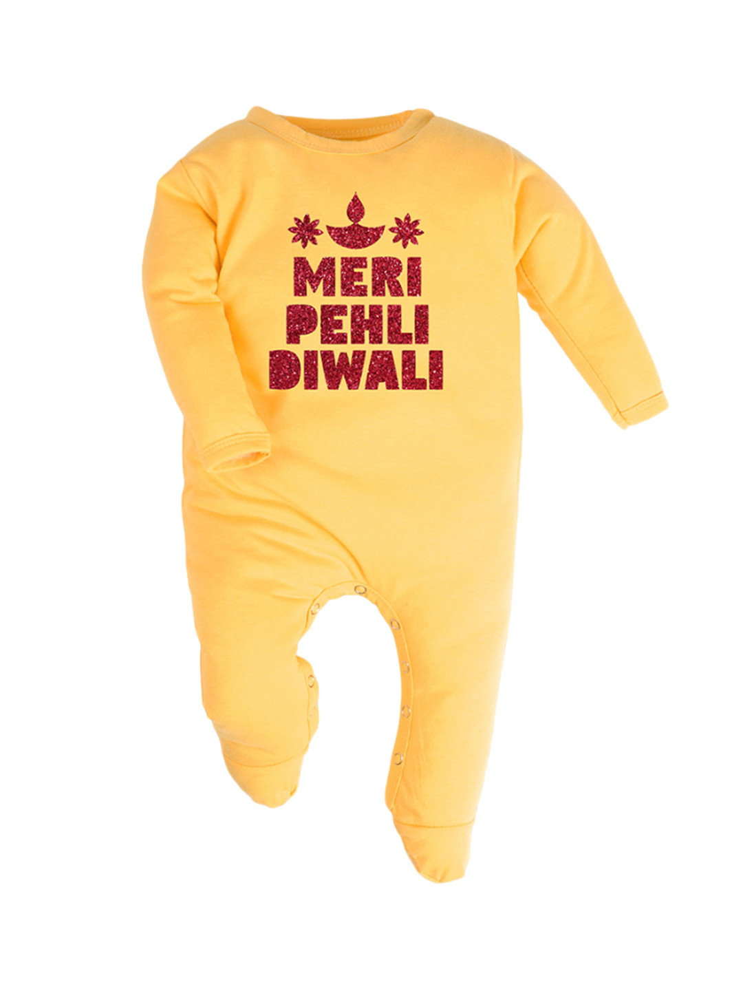 

FFLIRTYGO Kids Cotton Printed Casual Sleepsuit, Yellow