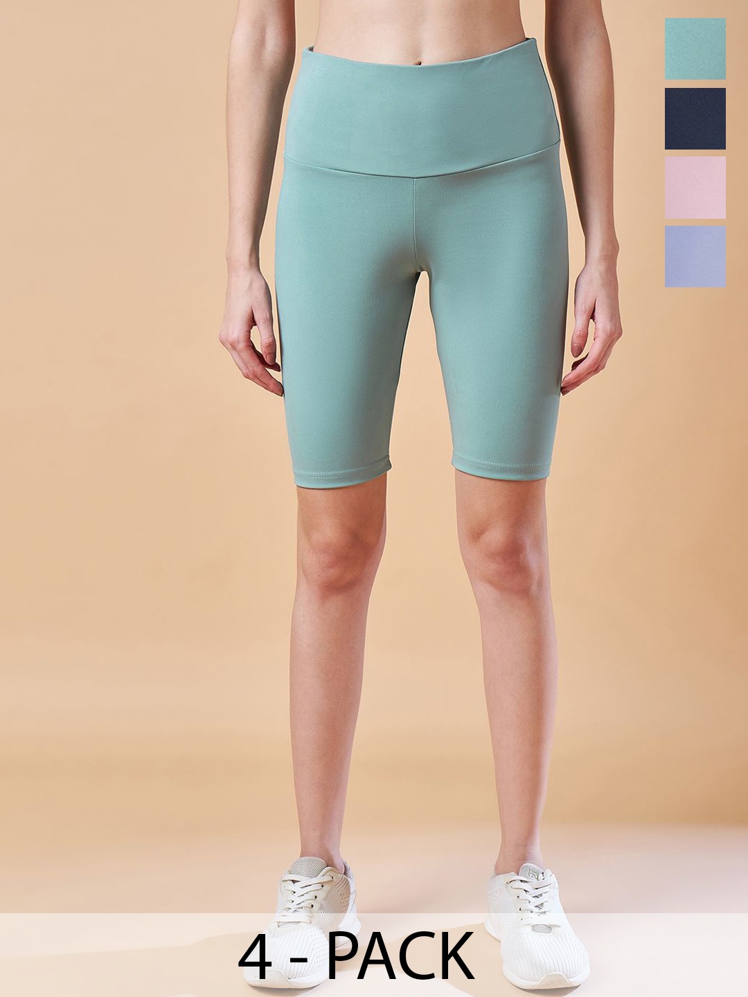 

COLOR CAPITAL Pack Of 4 Women High-Rise Antimicrobial Gym Tights, Lavender
