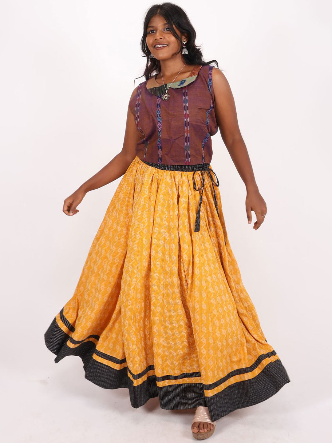

Avishya Printed Flared Maxi Skirts, Yellow