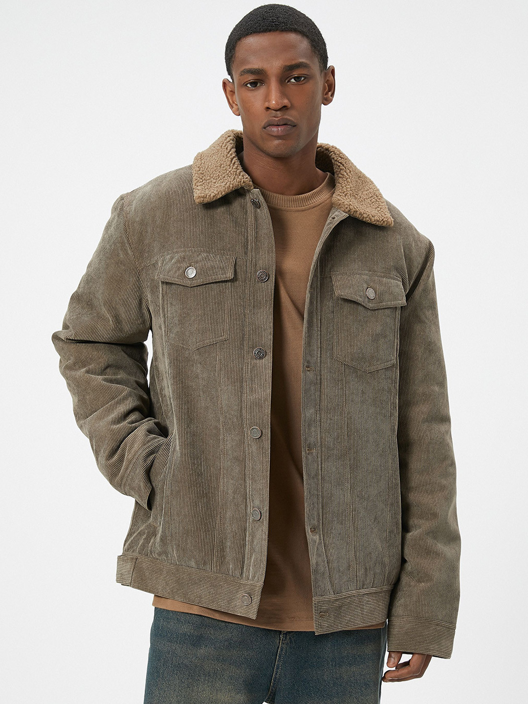 

Koton Men Spread Collar Solid Casual Tailored Jacket, Beige