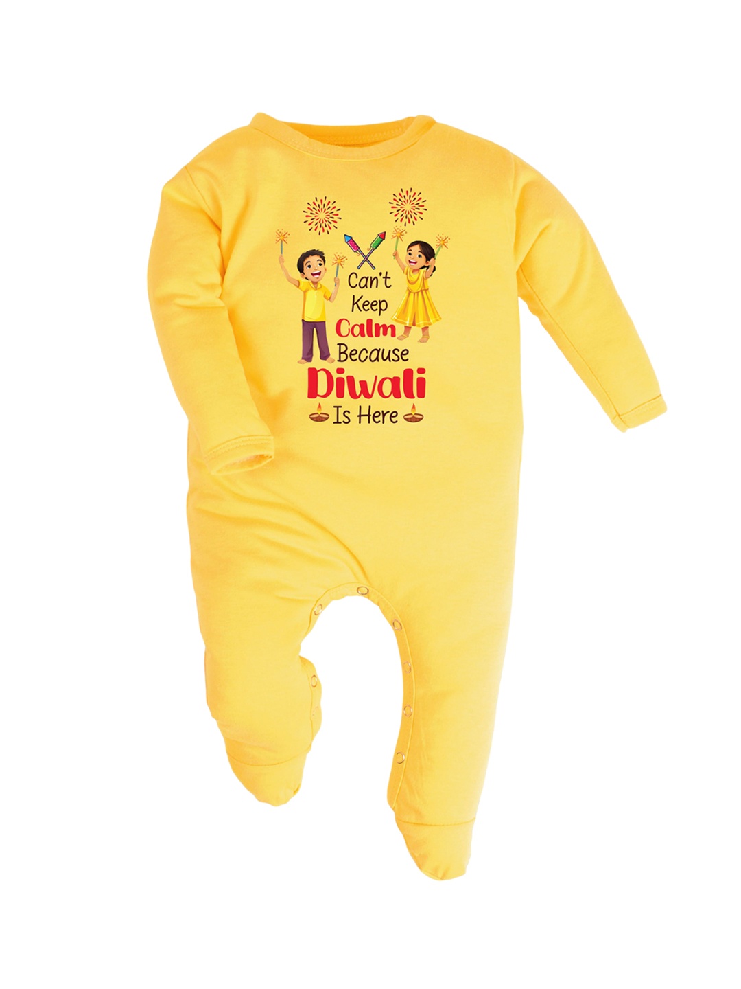 

FFLIRTYGO Kids Diwali Printed Rompers, Yellow