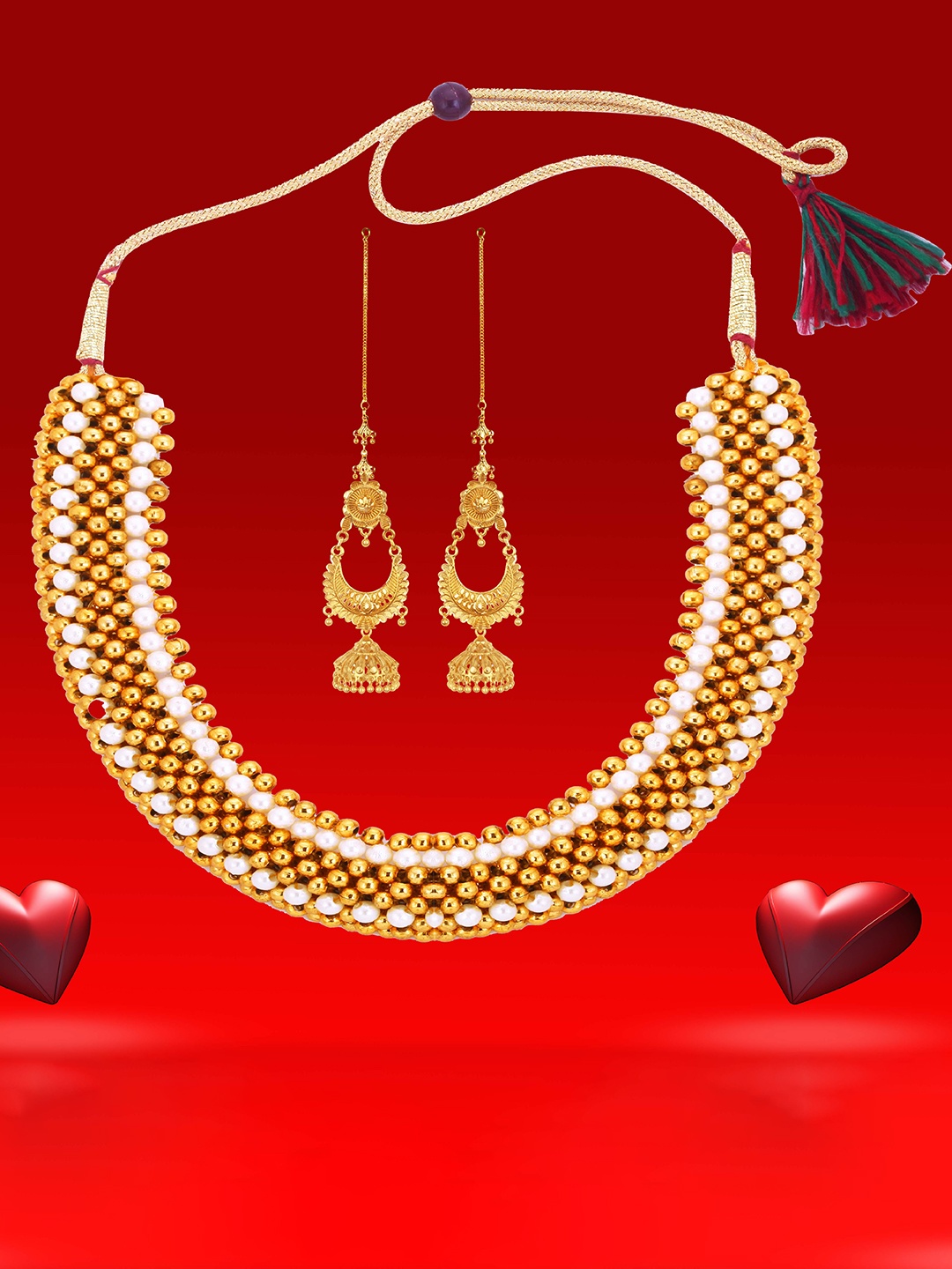 

Heer Collection Gold-Plated Necklace and Earrings
