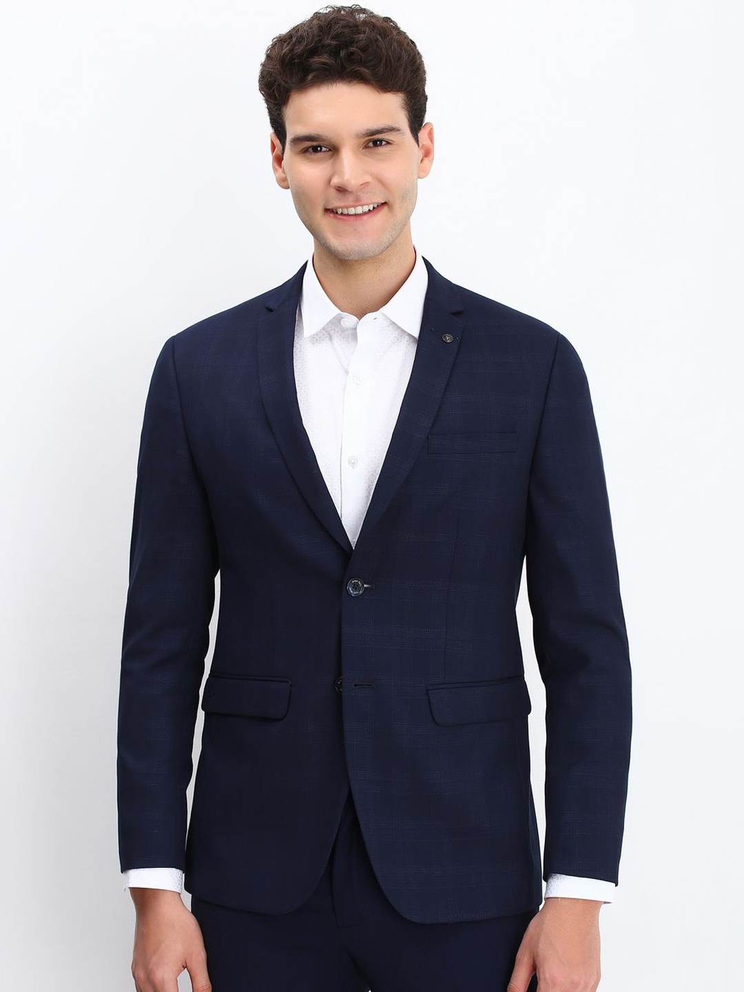 

Allen Solly Slim-Fit Single Breasted Blazer, Navy blue