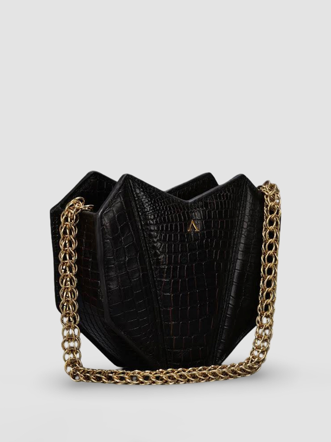 

AKINNA MILANO Women Textured Structured Leather Sling Bag, Black