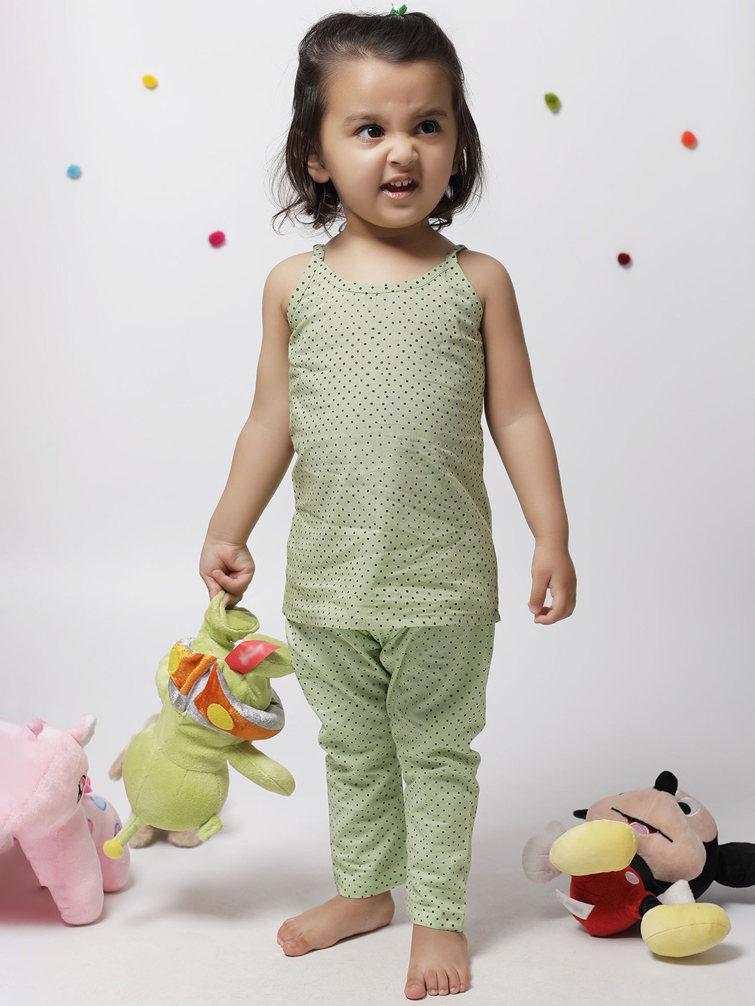 

TJORI Girls Printed Pure Cotton Clothing Set, Green