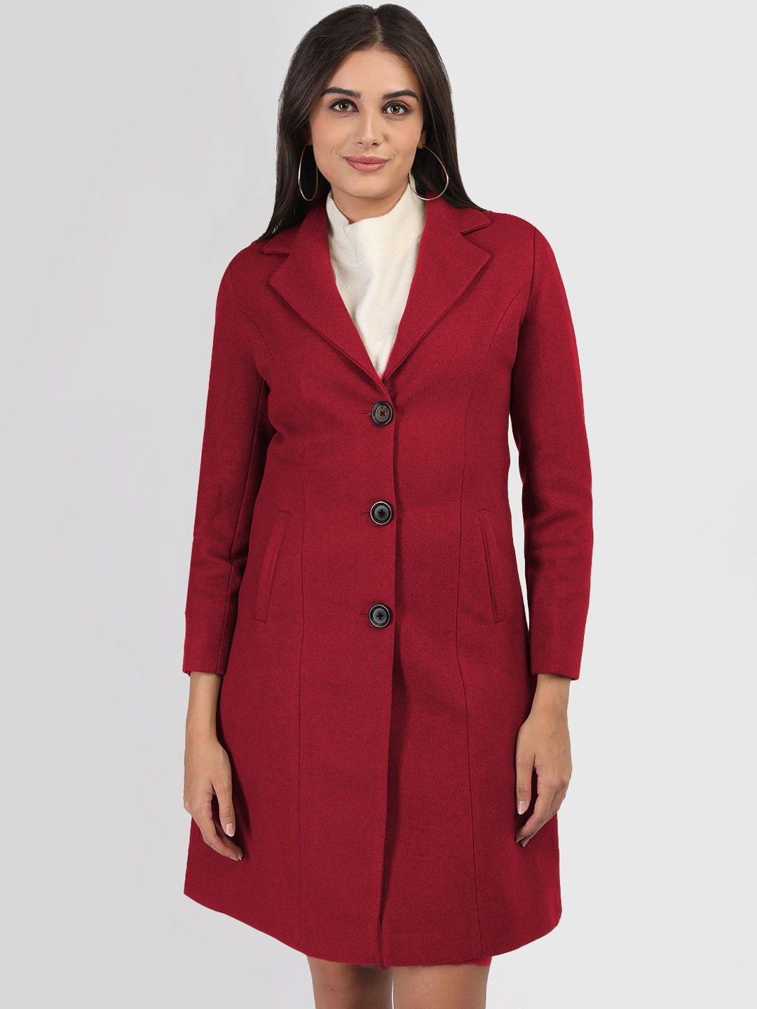 

LURE URBAN Women Single-Breasted Overcoat, Red