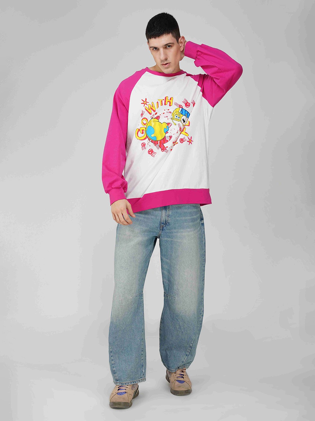 

THE CLOTHING FACTORY Men Printed Applique T-shirt, Pink