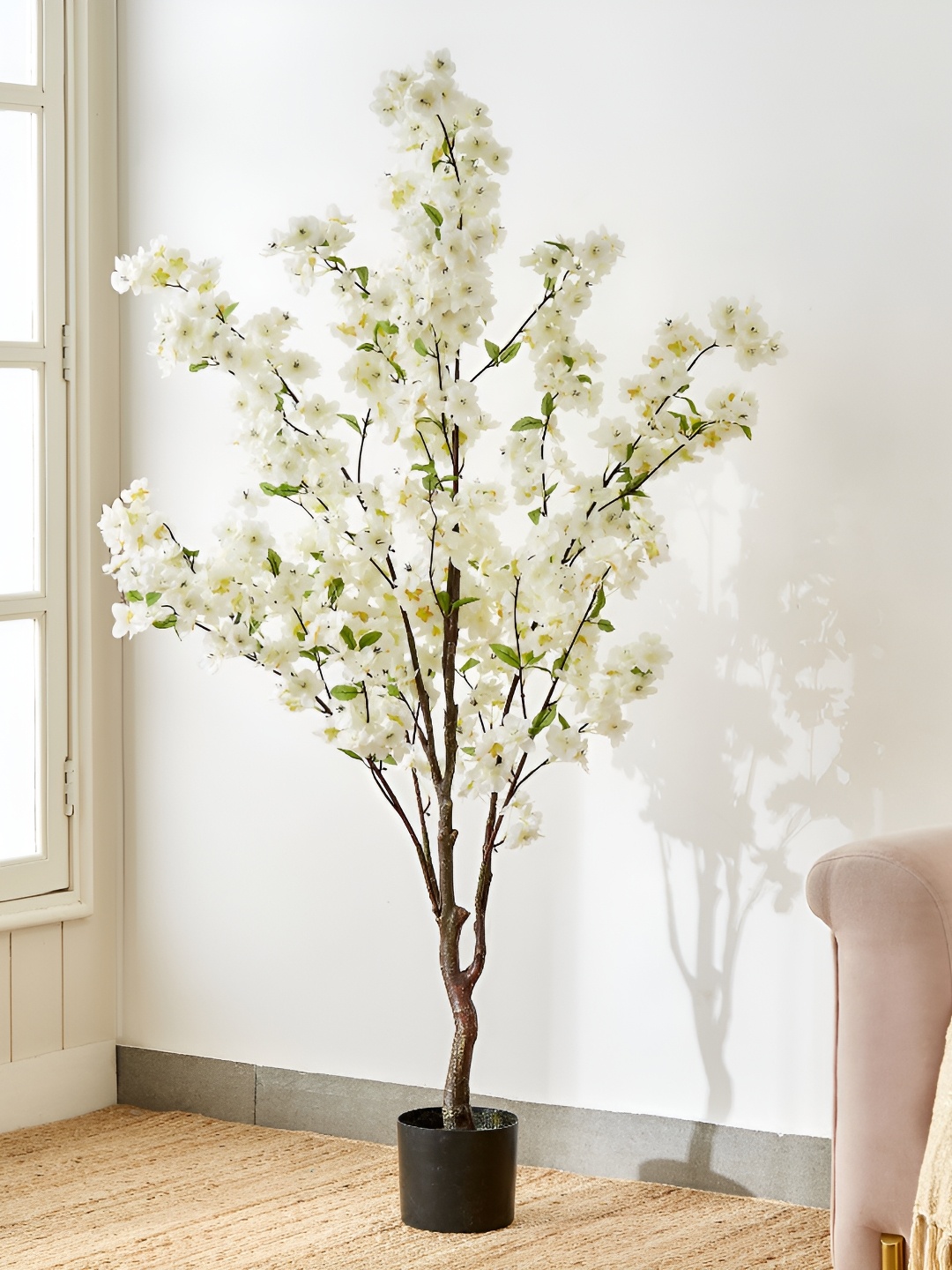 

Home Centre Gardenia Prunus White Blossom Artificial Plant With Pot