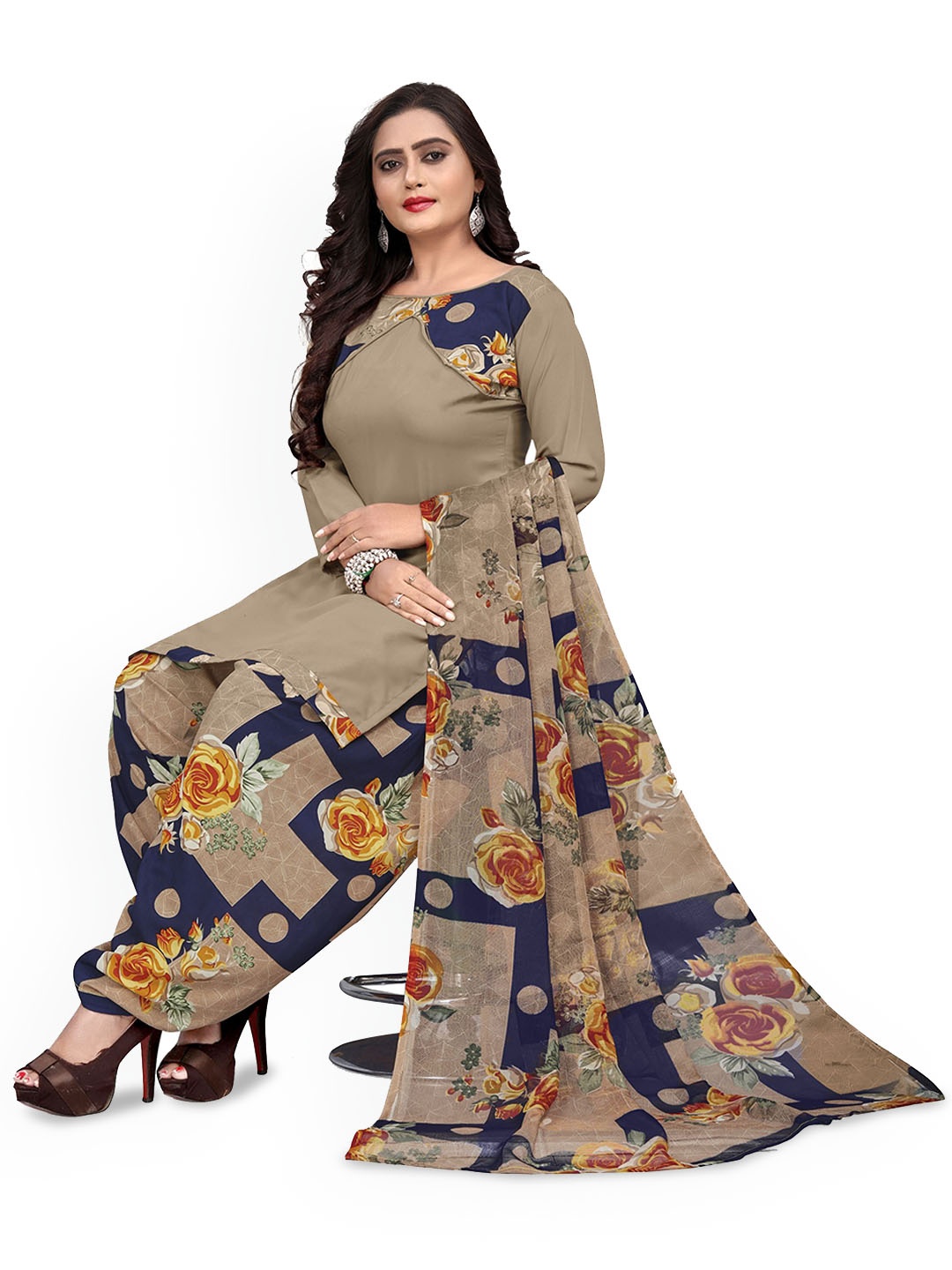 

Maroosh Printed Unstitched Dress Material, Grey