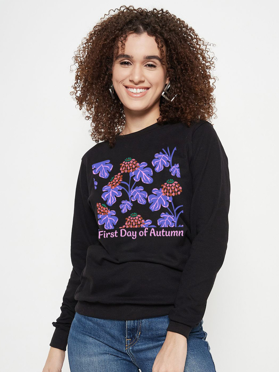 

Mast & Harbour Women Printed Sweatshirt, Black