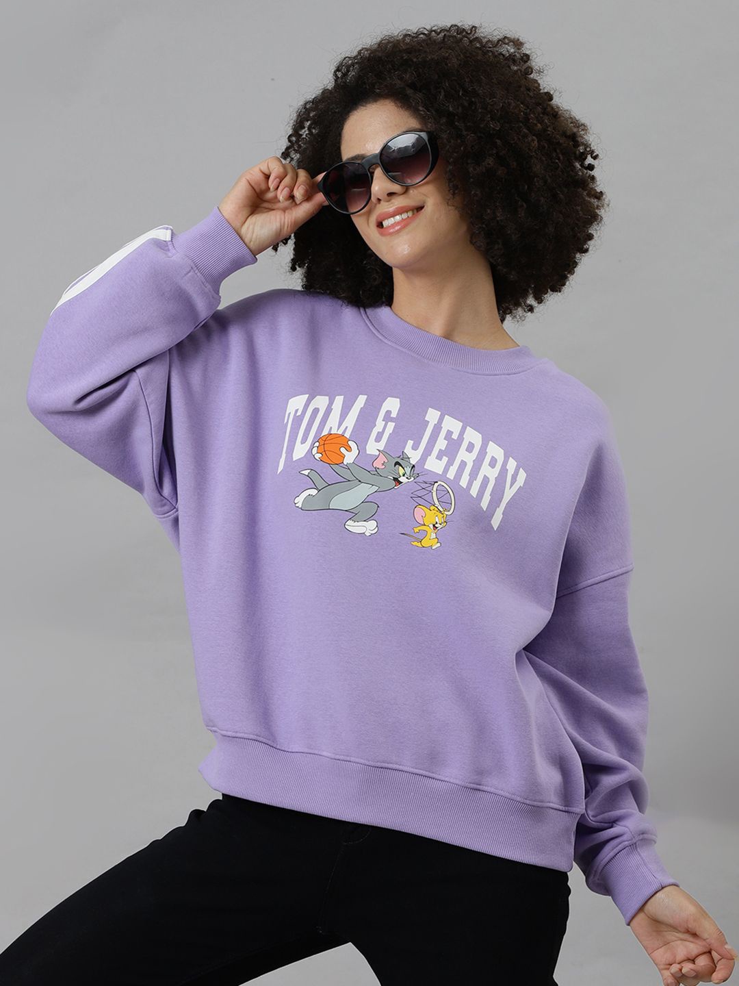 

Free Authority Tom & Jerry Printed Oversized Sweatshirt, Purple