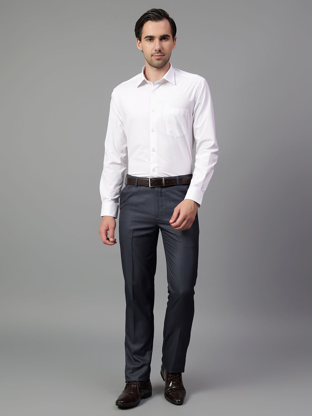 

Cantabil Men Spread Collar Solid Slim Fit Formal Shirt, White