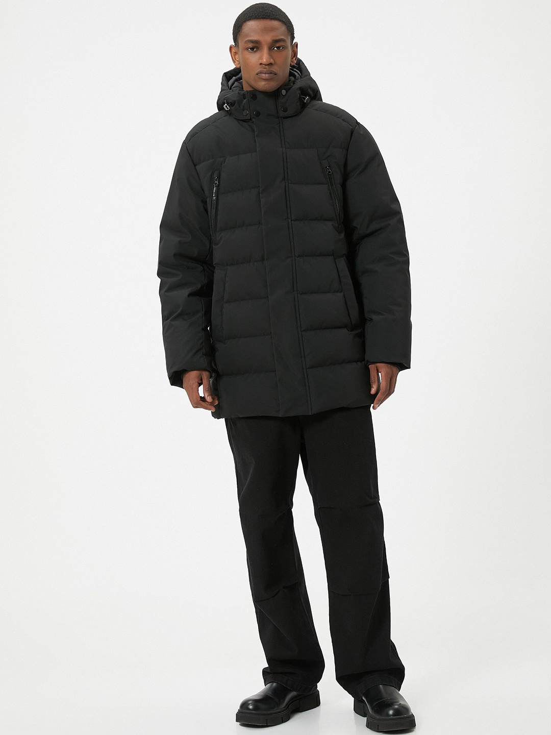

Koton Men Hooded Solid Casual Puffer Jacket, Black