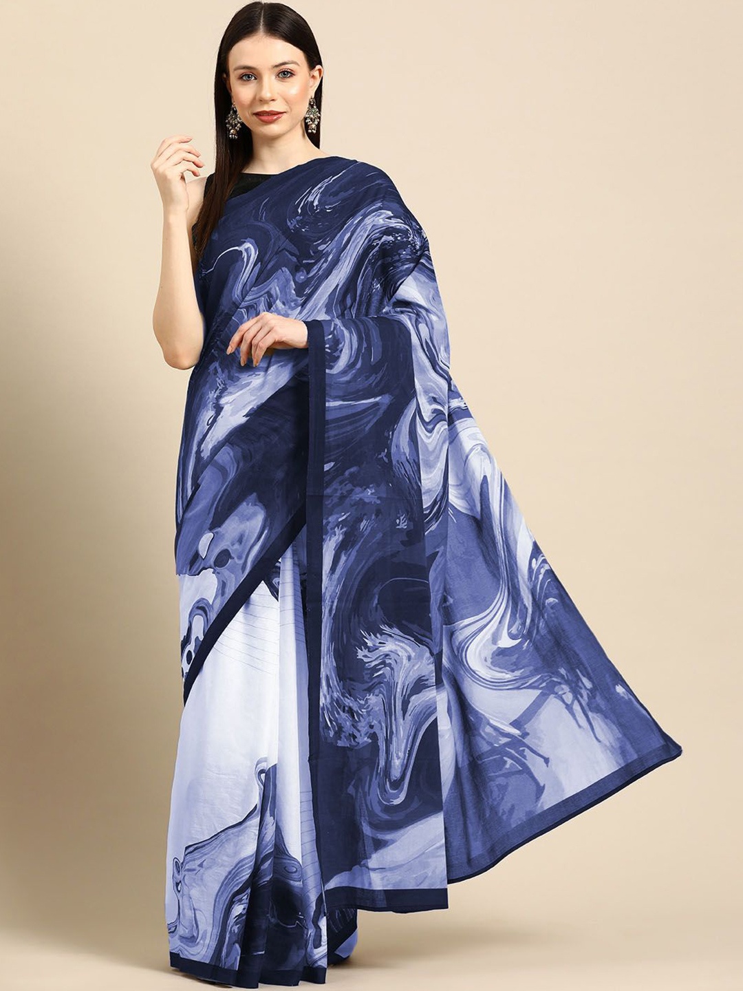 

BUTA BUTI Pure Cotton Printed Saree, Blue