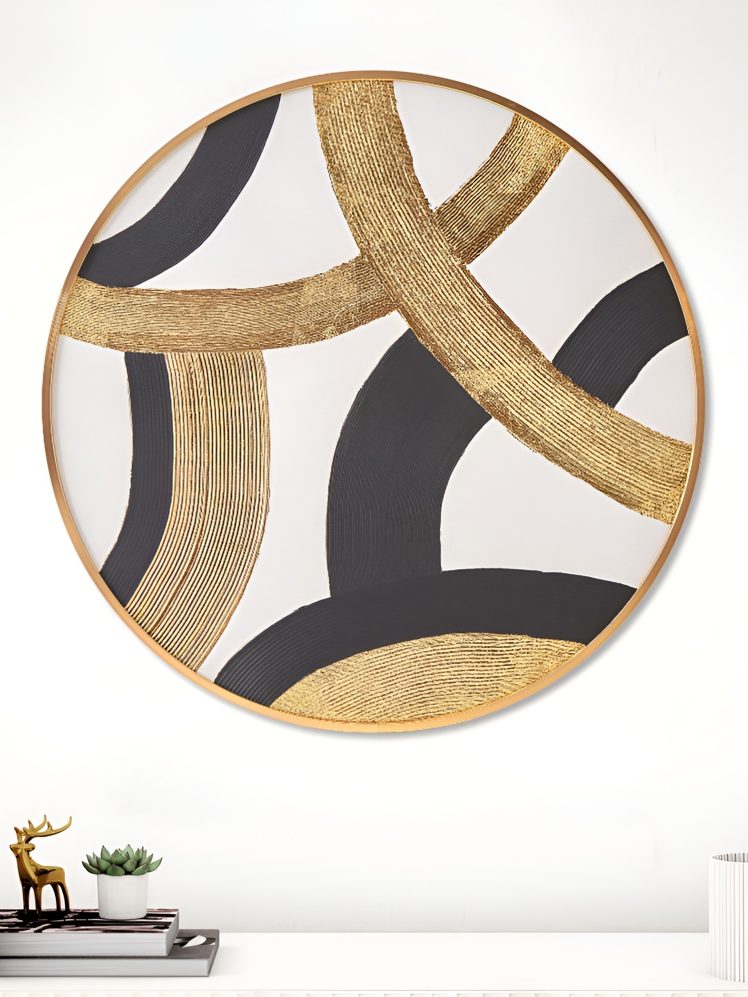 

Home Centre Artistry Sapphire White & Gold-Toned Abstract Printed Wooden Wall Decor