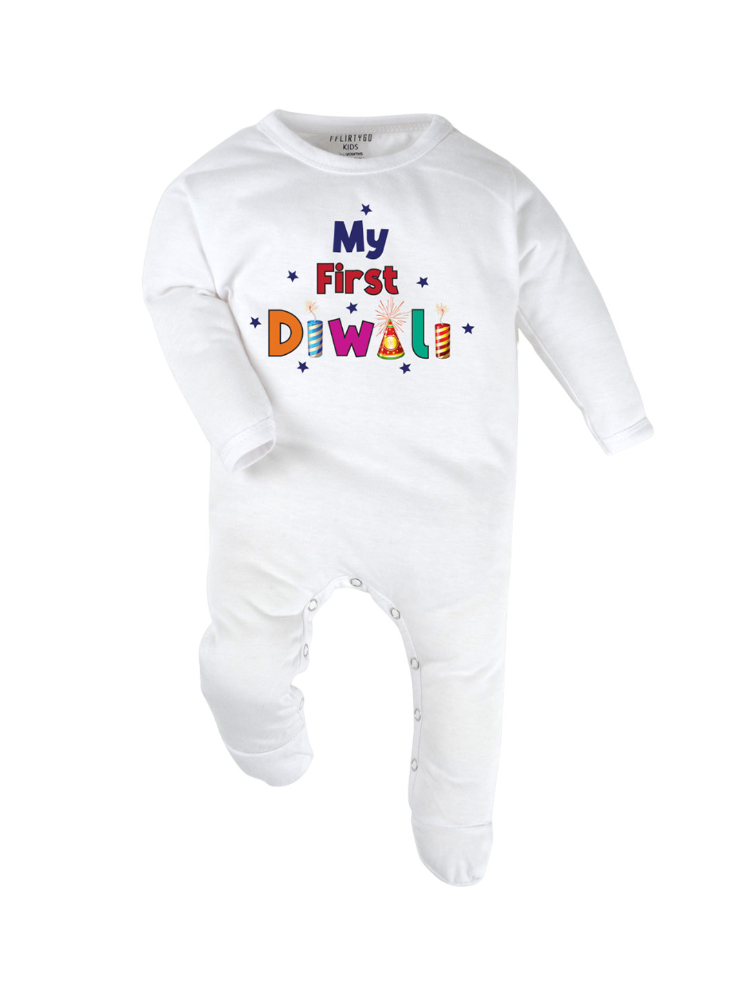 

FFLIRTYGO Infants Printed Cotton Sleepsuit, White