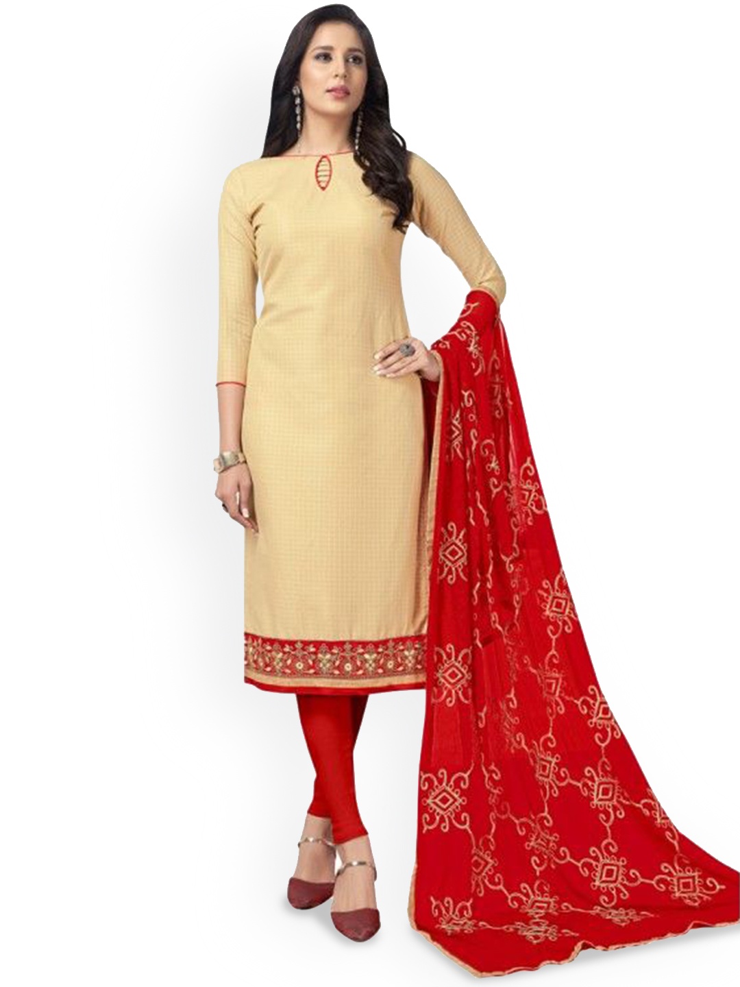 

Maroosh Embroidered Unstitched Dress Material, Beige