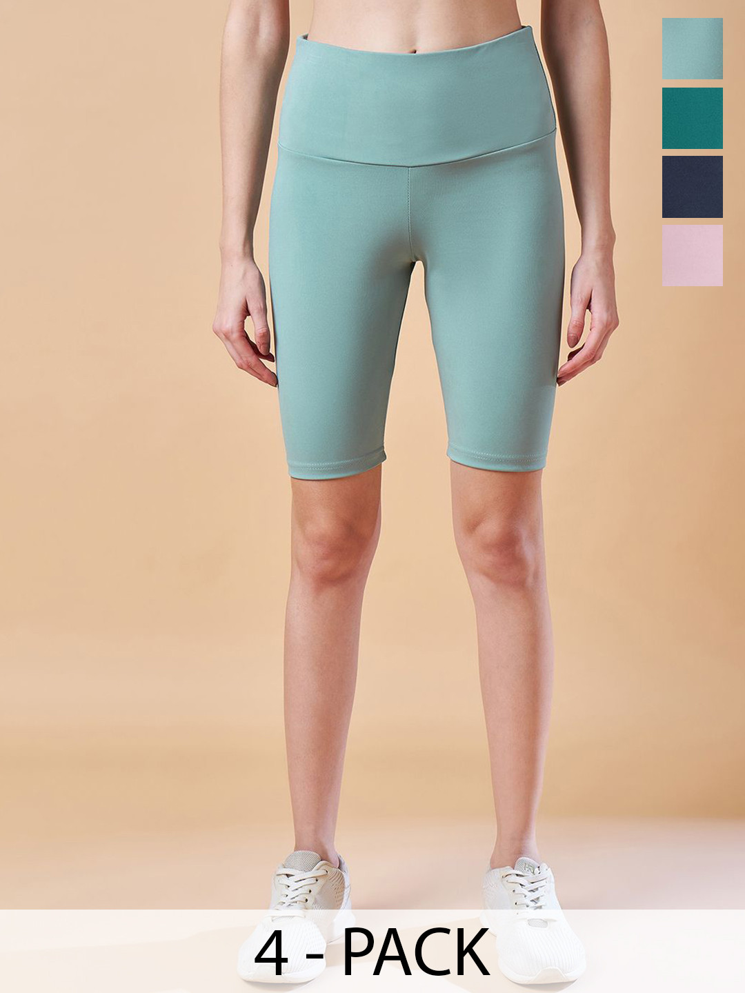 

COLOR CAPITAL Women Pack Of 4 Above Knee Cycling Tights, Lavender