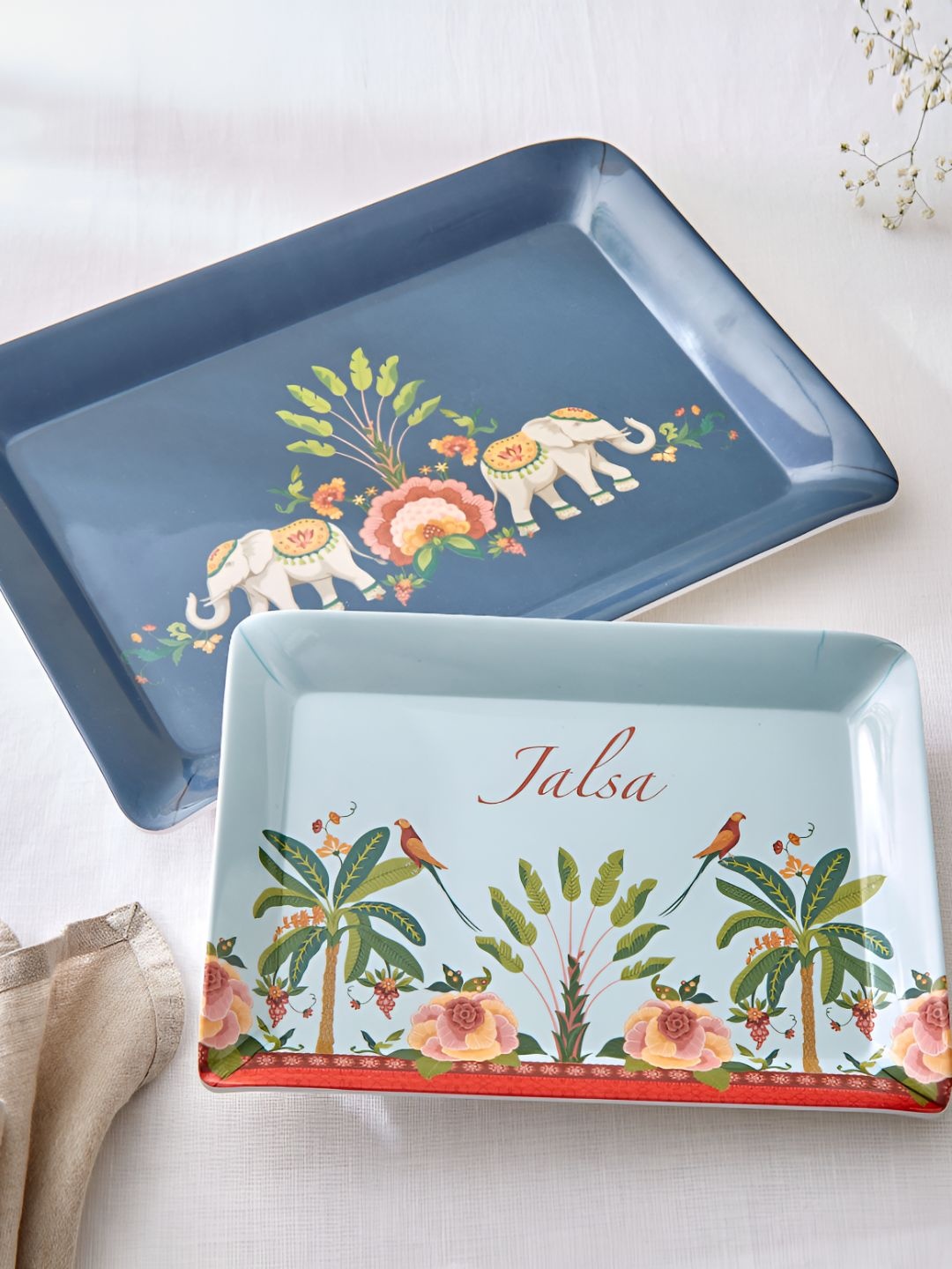 

Home Centre Blue 2024 Melamine 2 Pieces Serving Tray