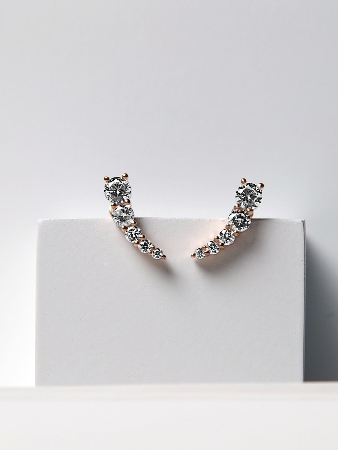 

VELVET IMPERIAL Silver-Plated Contemporary Stainless Steel Stone Studded Studs, Gold