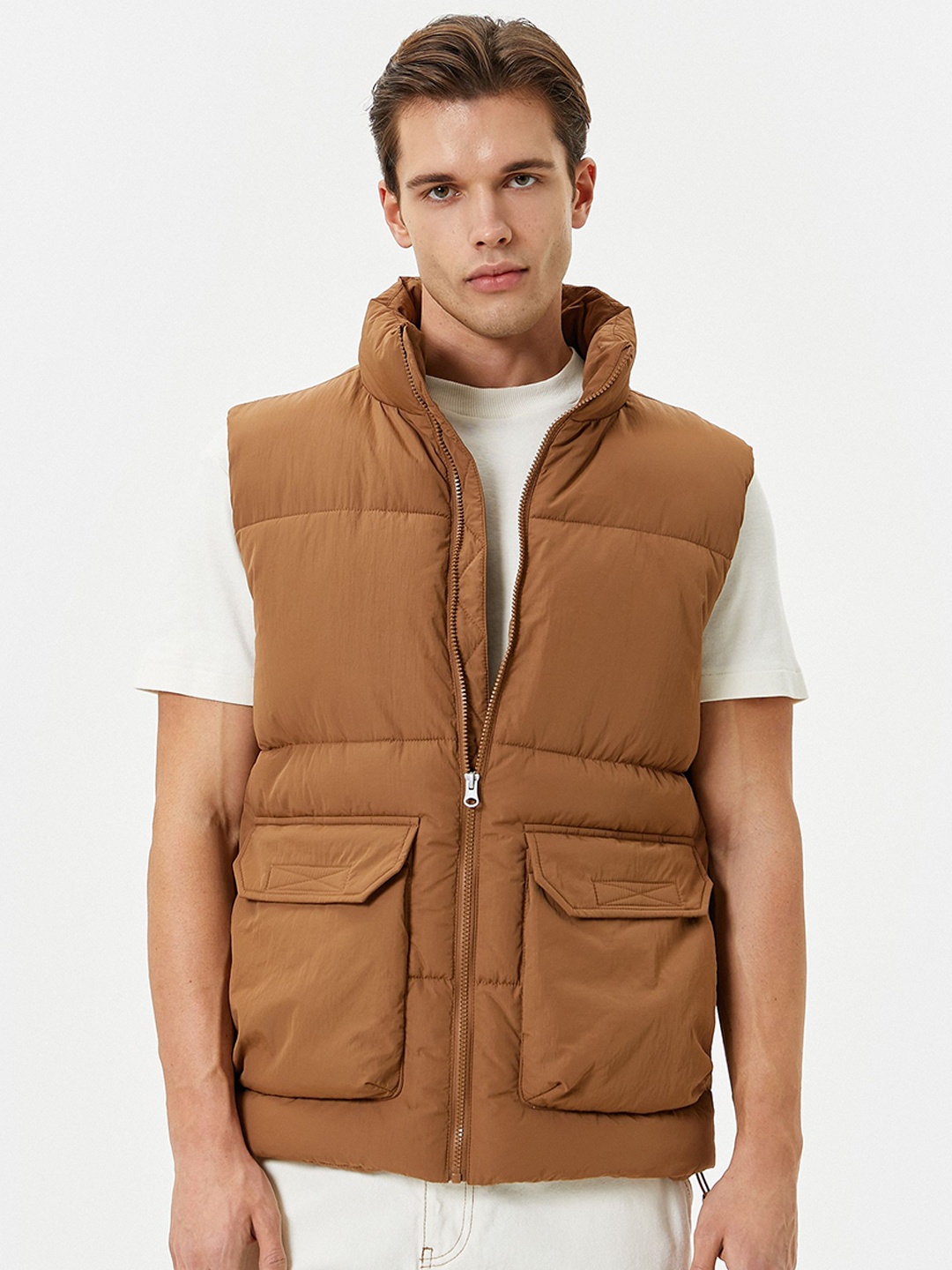 

Koton Mock Collar Padded Jacket, Brown