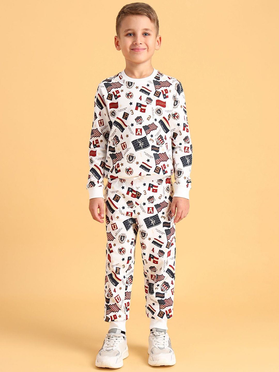 

U.S. Polo Assn. Kids Boys Printed Classic Joggers Trousers, Beige