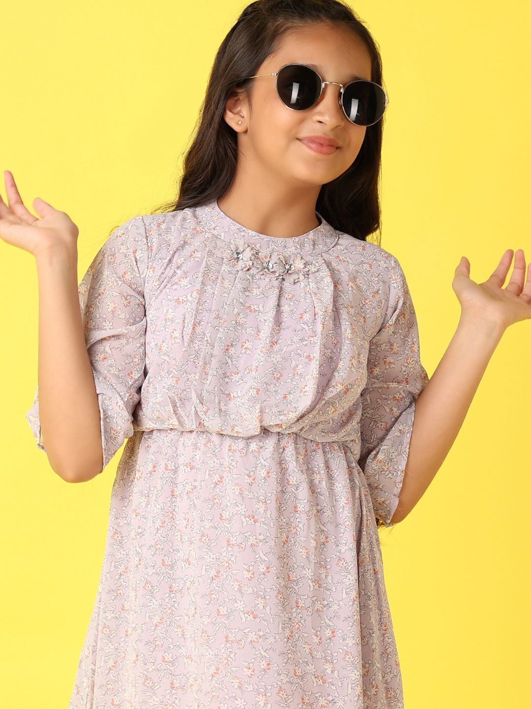 

V-Mart Print Fit & Flare Midi Dress, Grey