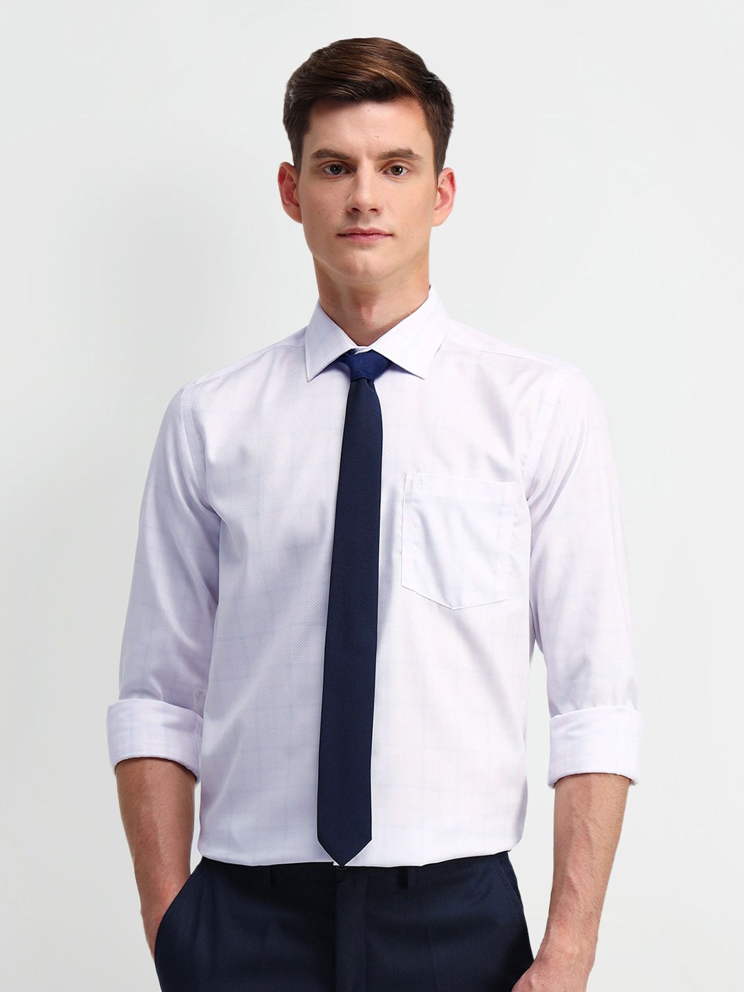 

Arrow Men Manhattan Spread Collar Checked Cotton Slim Fit Formal Shirt, Pink