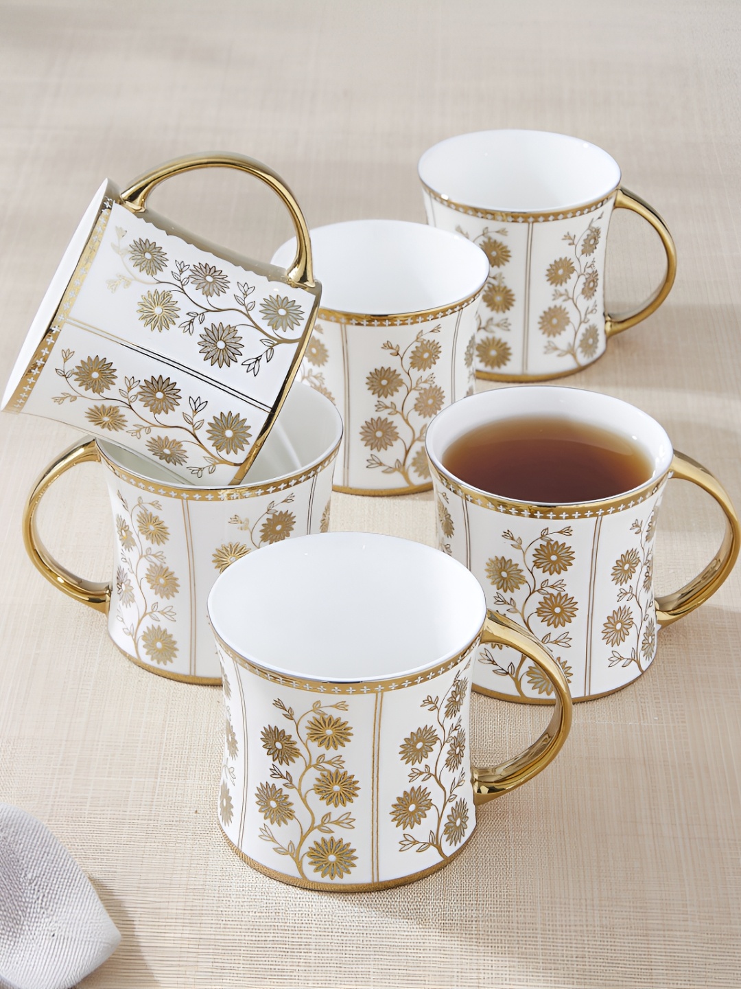 

Home Centre Gold-Toned & White Printed Bone China Glossy Cups Set of Cups and Mugs