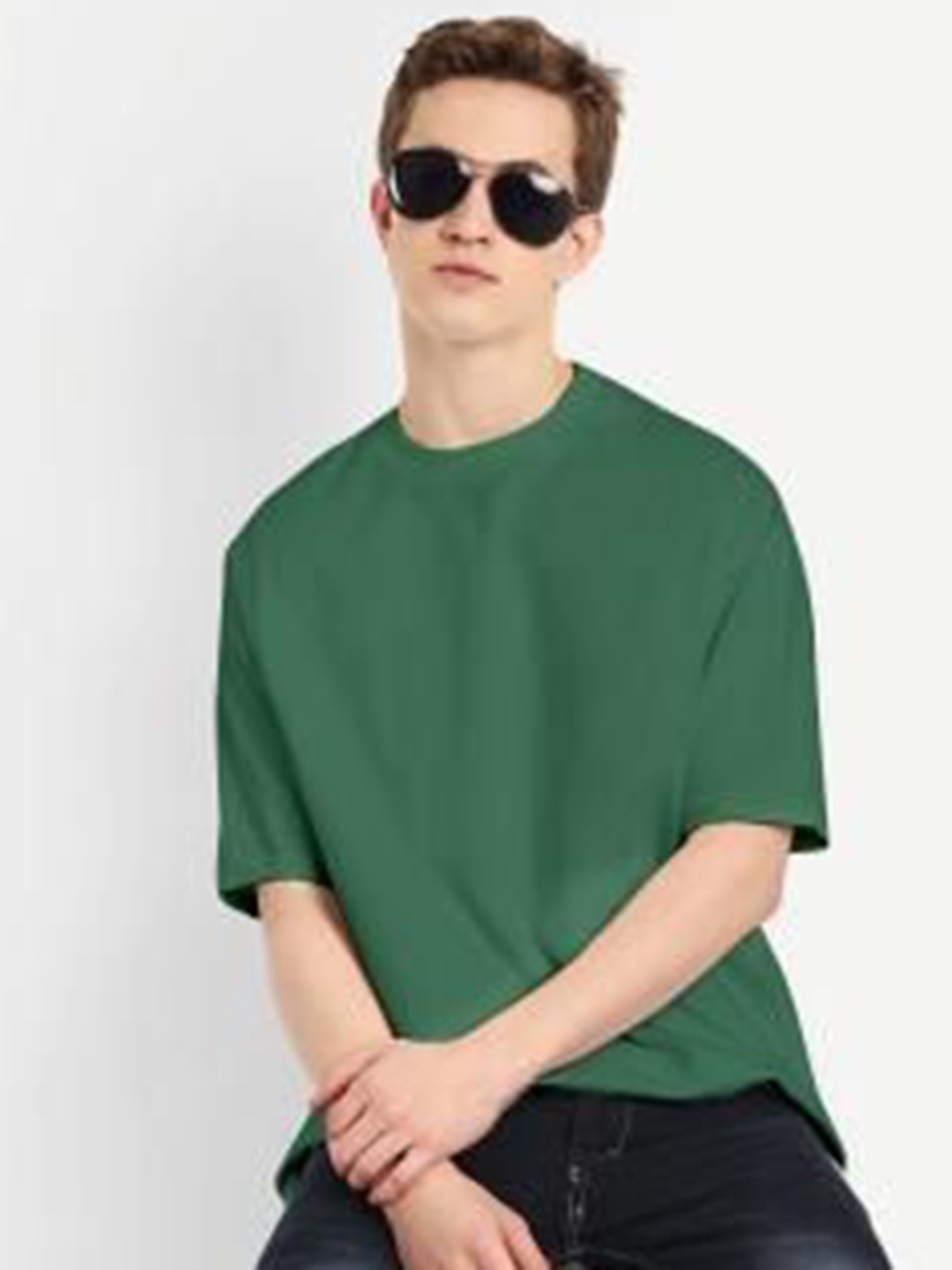 

BLURR Unisex Solid Round Neck Pure Cotton T-shirt, Green