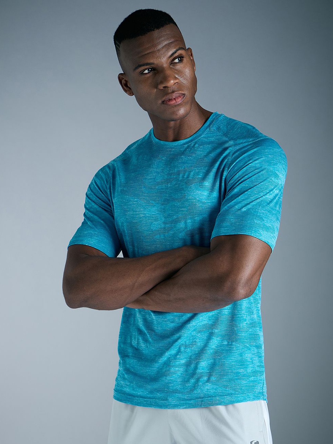 

SG Men Abstract Printed Round Neck T-shirt, Blue