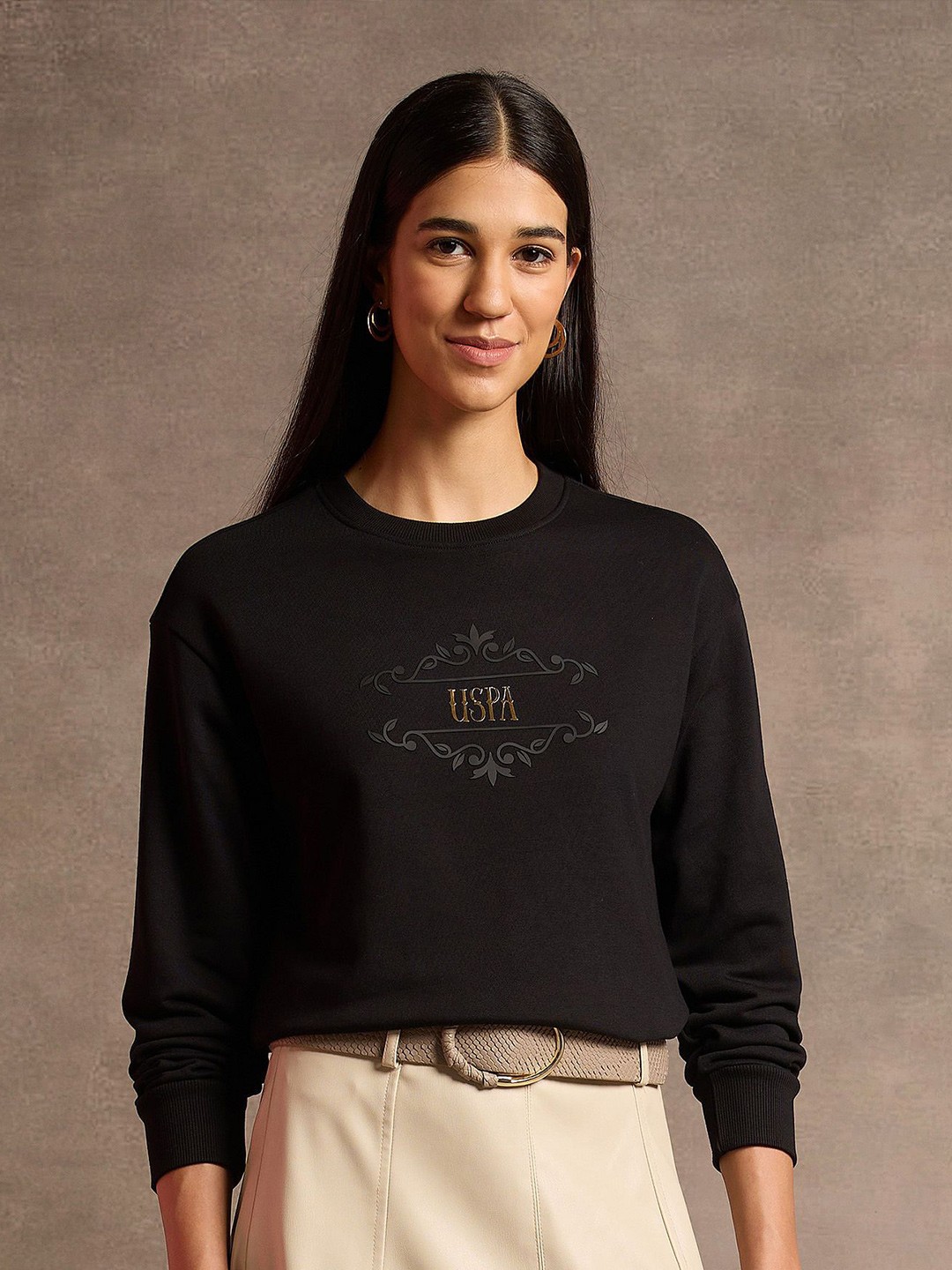 

U.S. Polo Assn. Women Women Printed Sweatshirt, Black