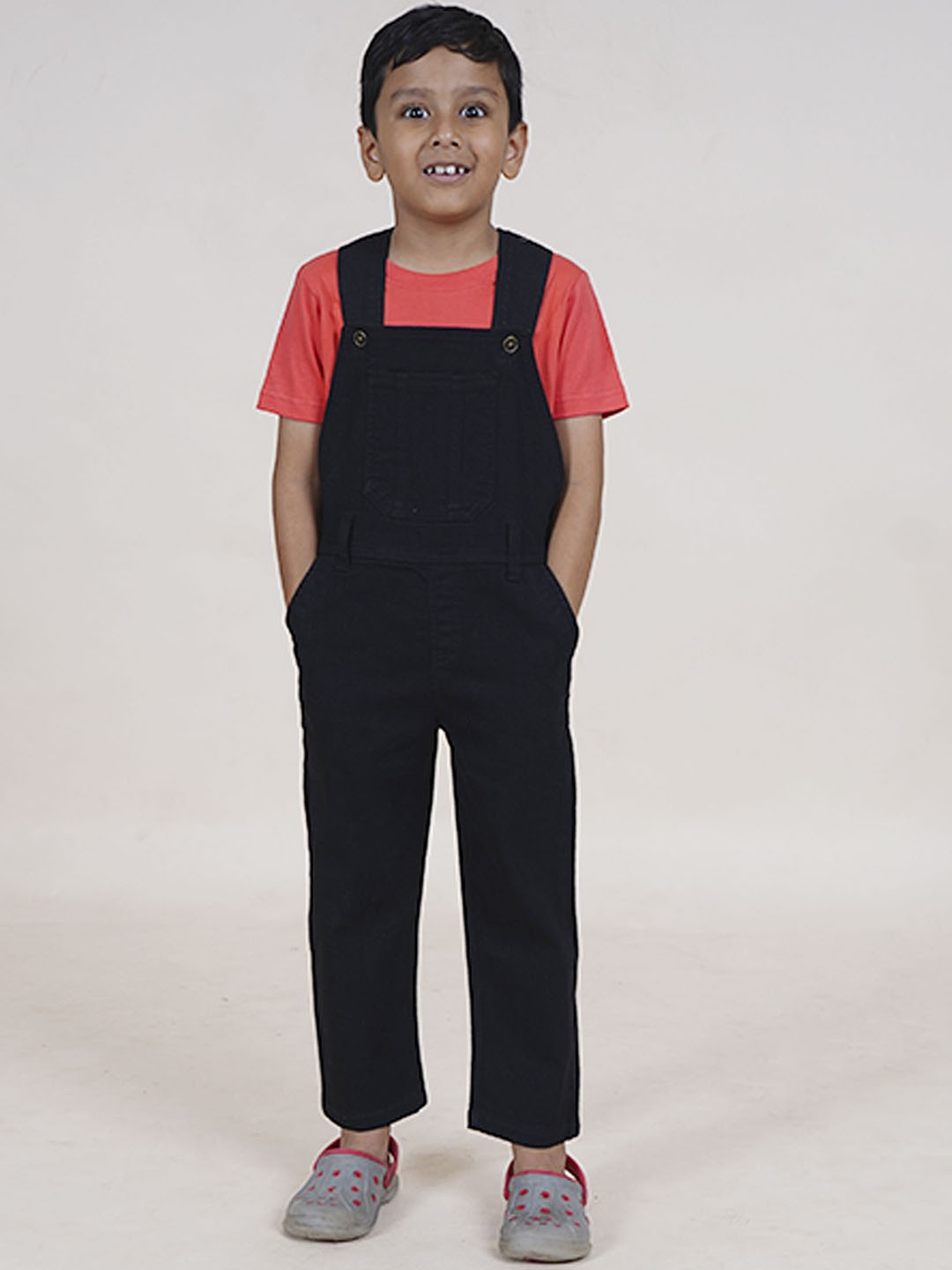 

KiddoPanti Straight Leg Dungaree Pant, Black