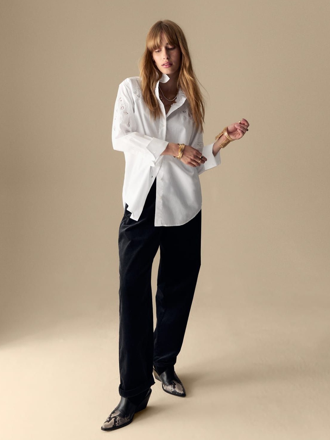 

Marks & Spencer Women Spread Collar Solid Cotton Casual Shirt, White