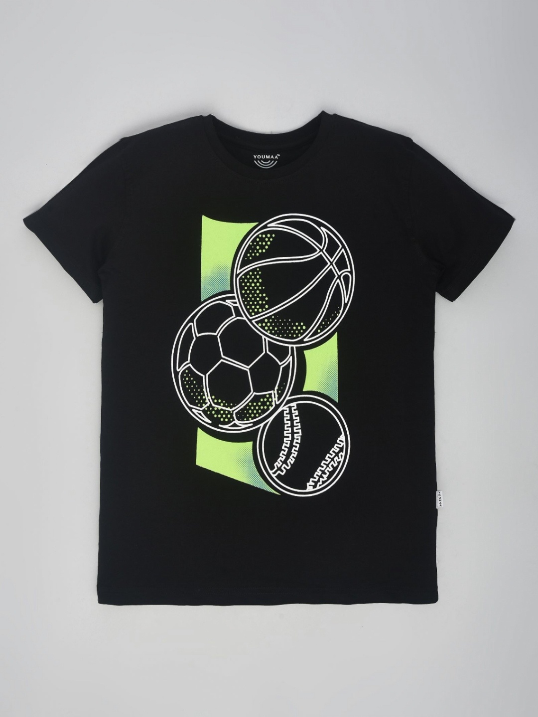 

YOUMAA Boys Bio Finish Graphic Printed Round Neck Pure Cotton T-shirt, Black