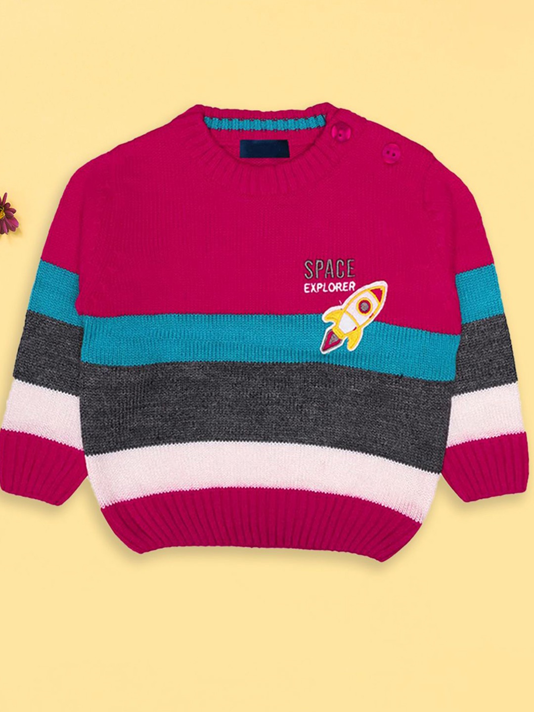 

CHKOKKO Boys Striped Woollen Pullover, Maroon