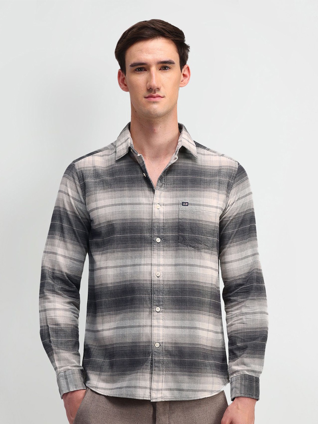 

Arrow Sport Men Manhattan Slim Fit Horizontal Stripes Opaque Striped Casual Shirt, Grey