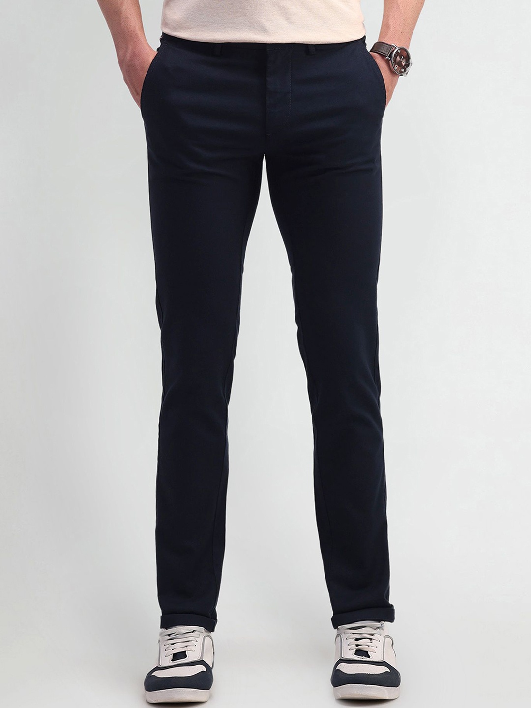 

Arrow Sport Men Urban Slim Slim Fit Trousers, Navy blue
