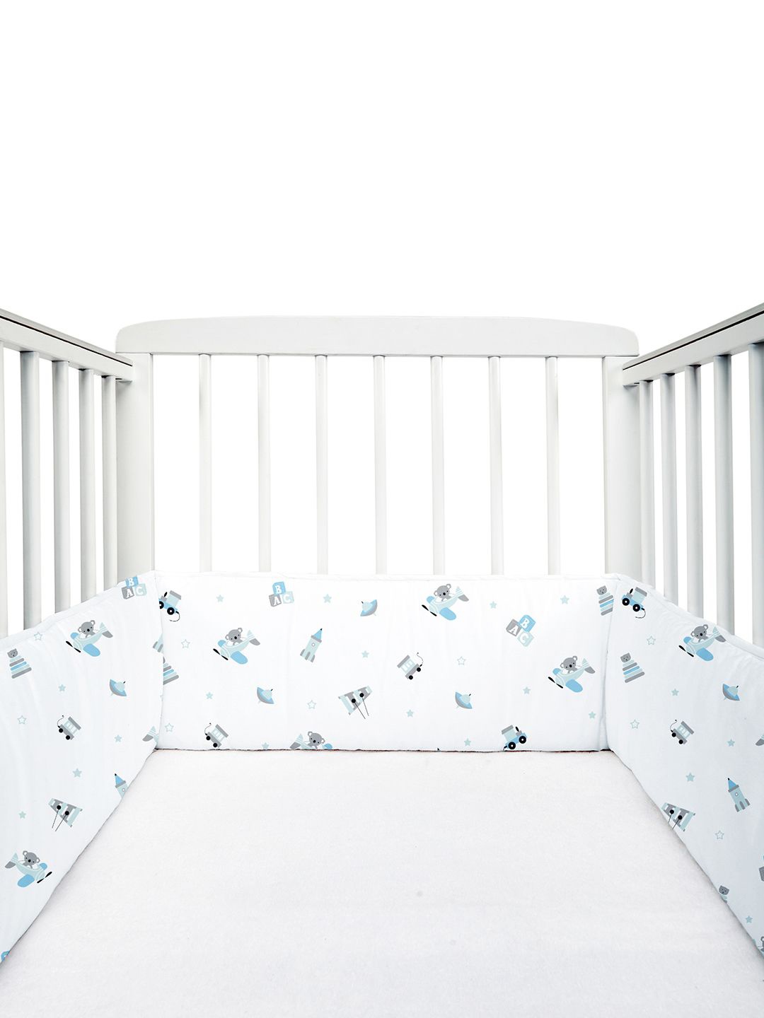 

The White Cradle KIds Koala Printed Organic Cotton Cot Bumper, Blue