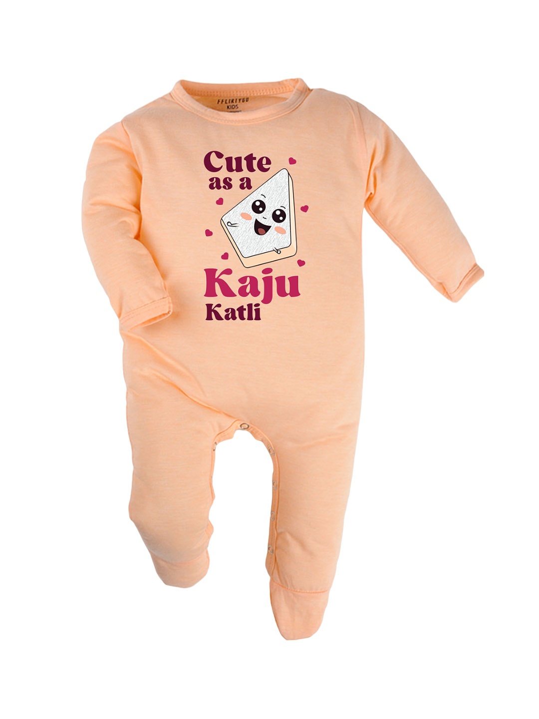 

FFLIRTYGO Kids Printed Cotton Sleepsuit, Peach