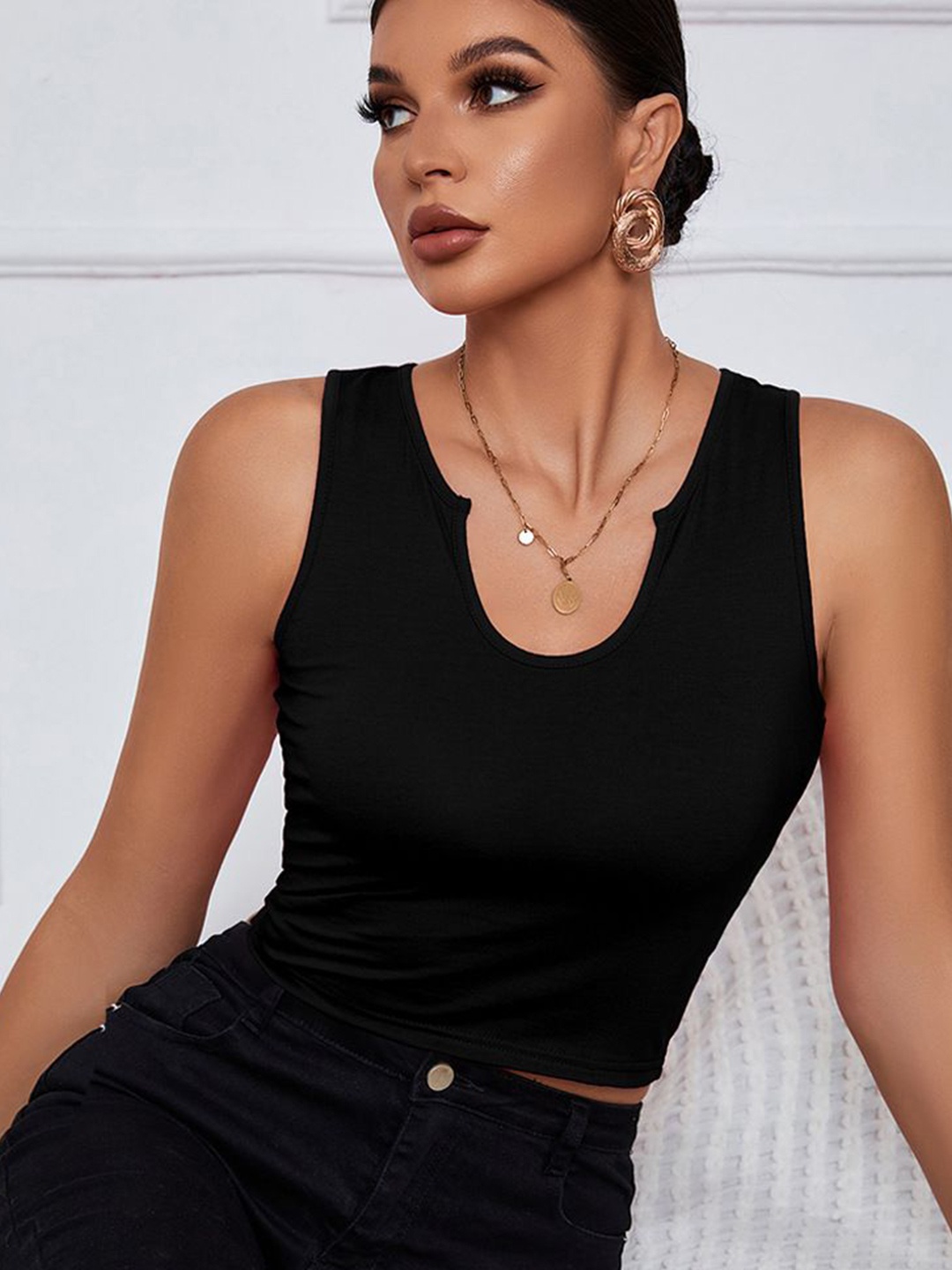 

HERE&NOW Cotton Tank Top, Black