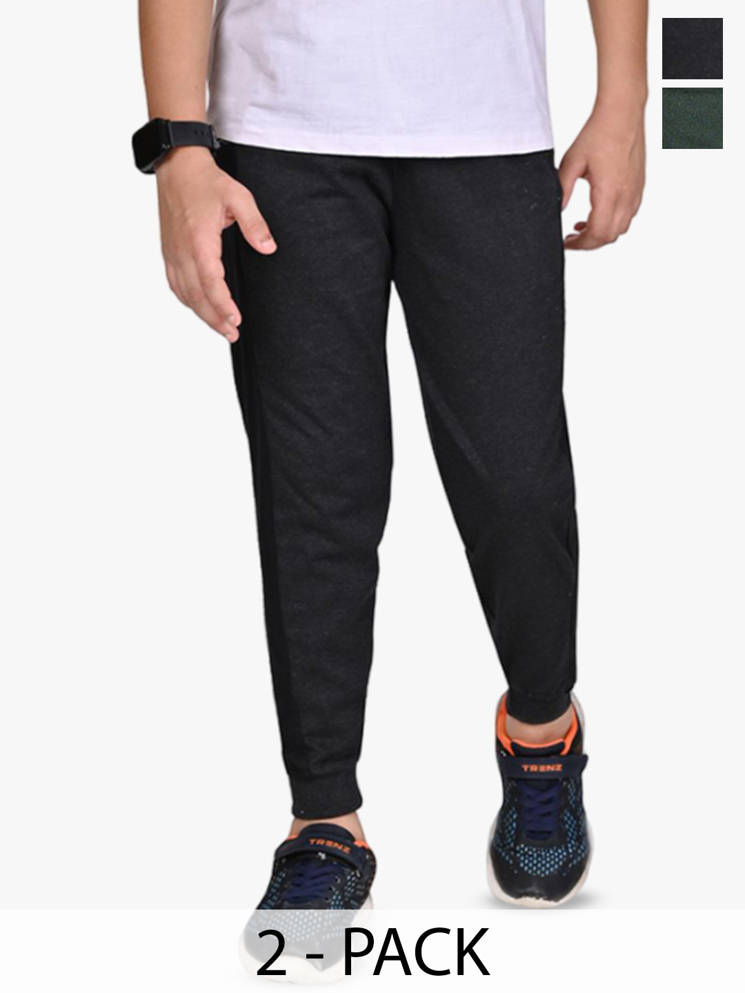 

BAESD Boys Pack Of 2 Cotton Mid Rise Joggers, Green