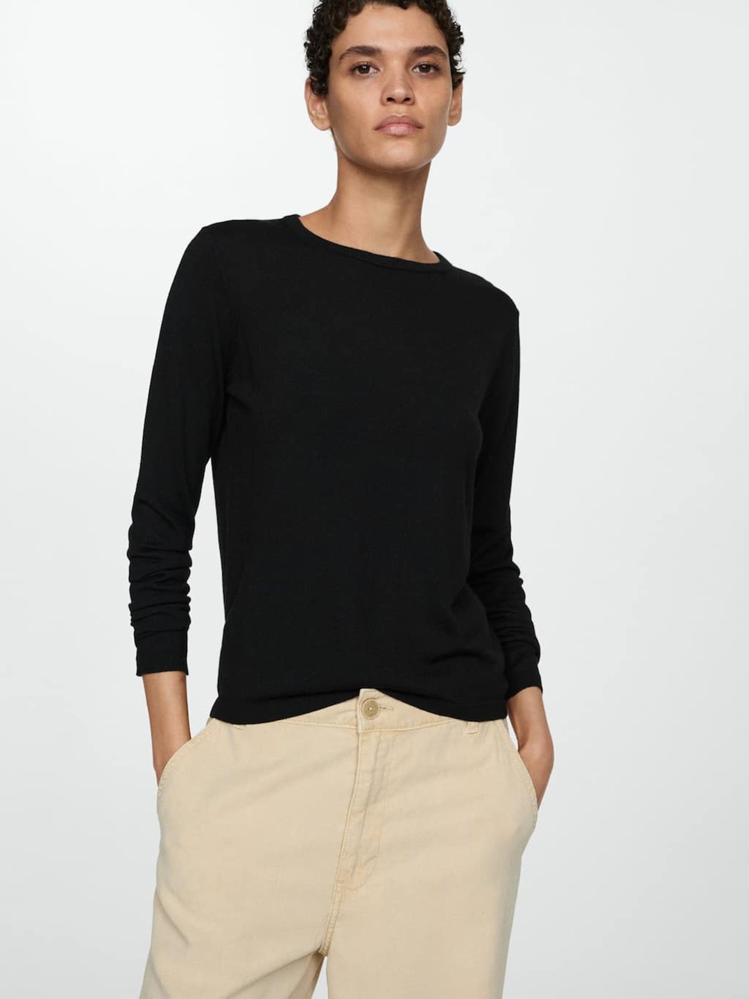 

MANGO Knitted Pullover, Black