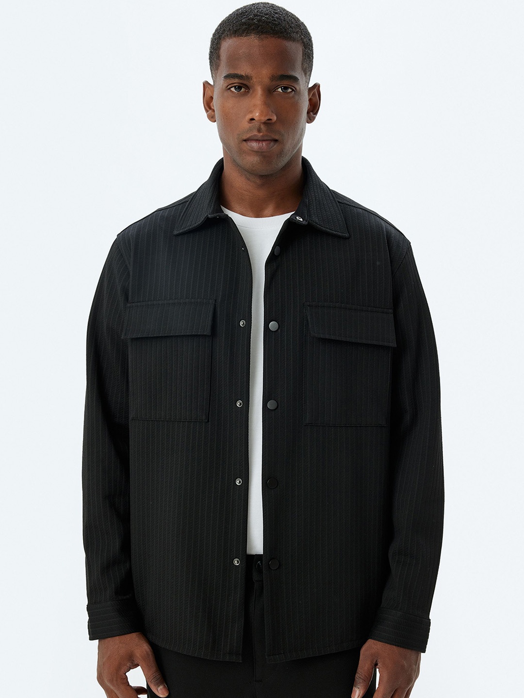 

Koton Men Spread Collar Solid Casual Tailored Jacket, Black